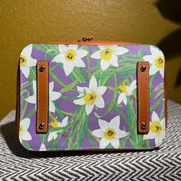 Dooney & Bourke Botanical Daffodil Drawstring Bucket Bag & Wristlet Set - Purple - Picture 6 of 16